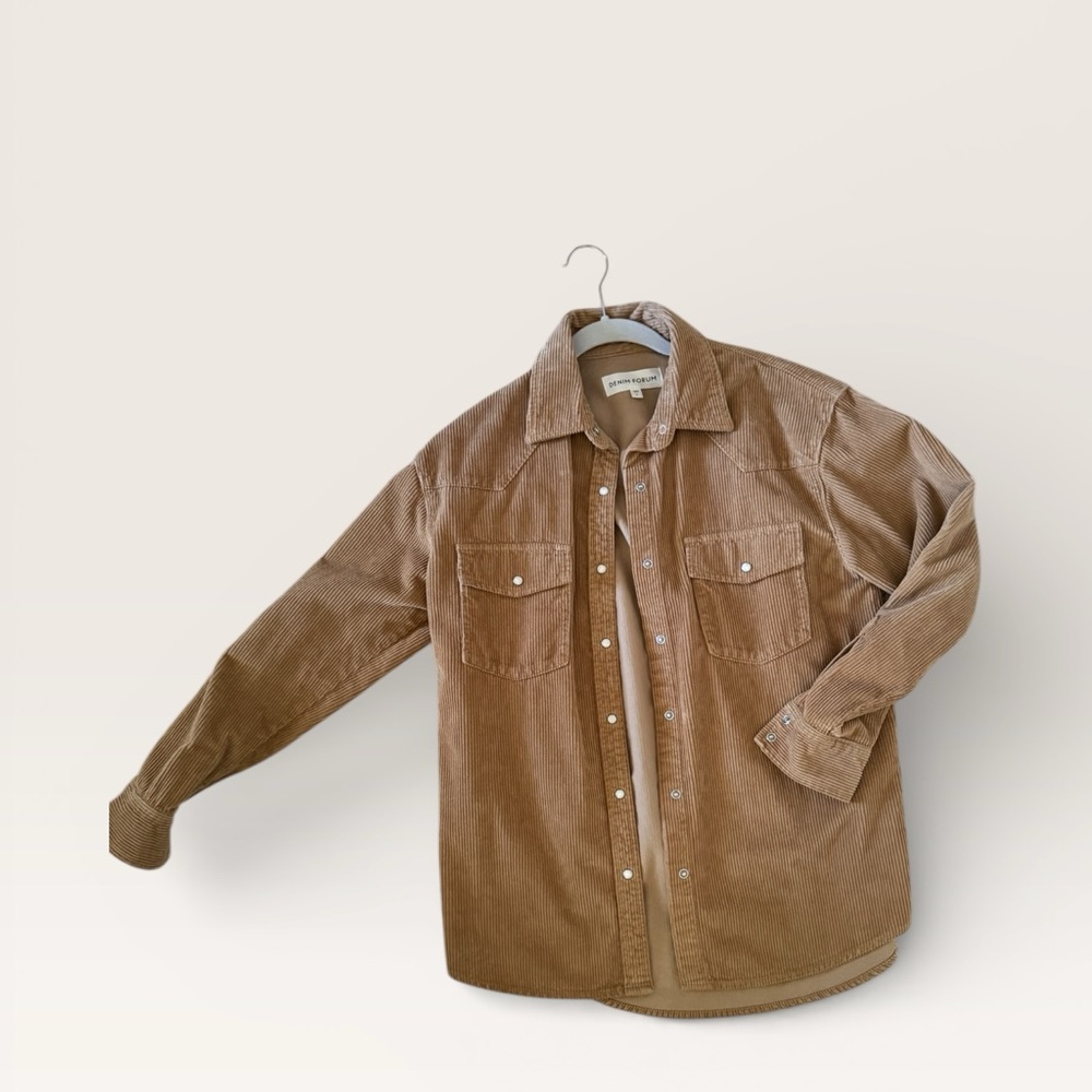 Brown Corduroy Button-Up Shirt